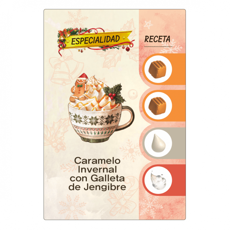 Cartas Promo Coffee Rush: Caramelo Invernal con galleta de Jengibre + Latte de Nieve con Chocolate Rudolph - Kukara Games