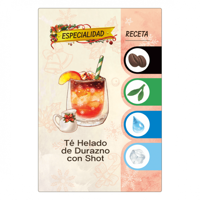 Cartas Promo Coffee Rush: Latte de Helado con Chocolate y Menta + Te Helado de Durazno con Shot - Kukara Games