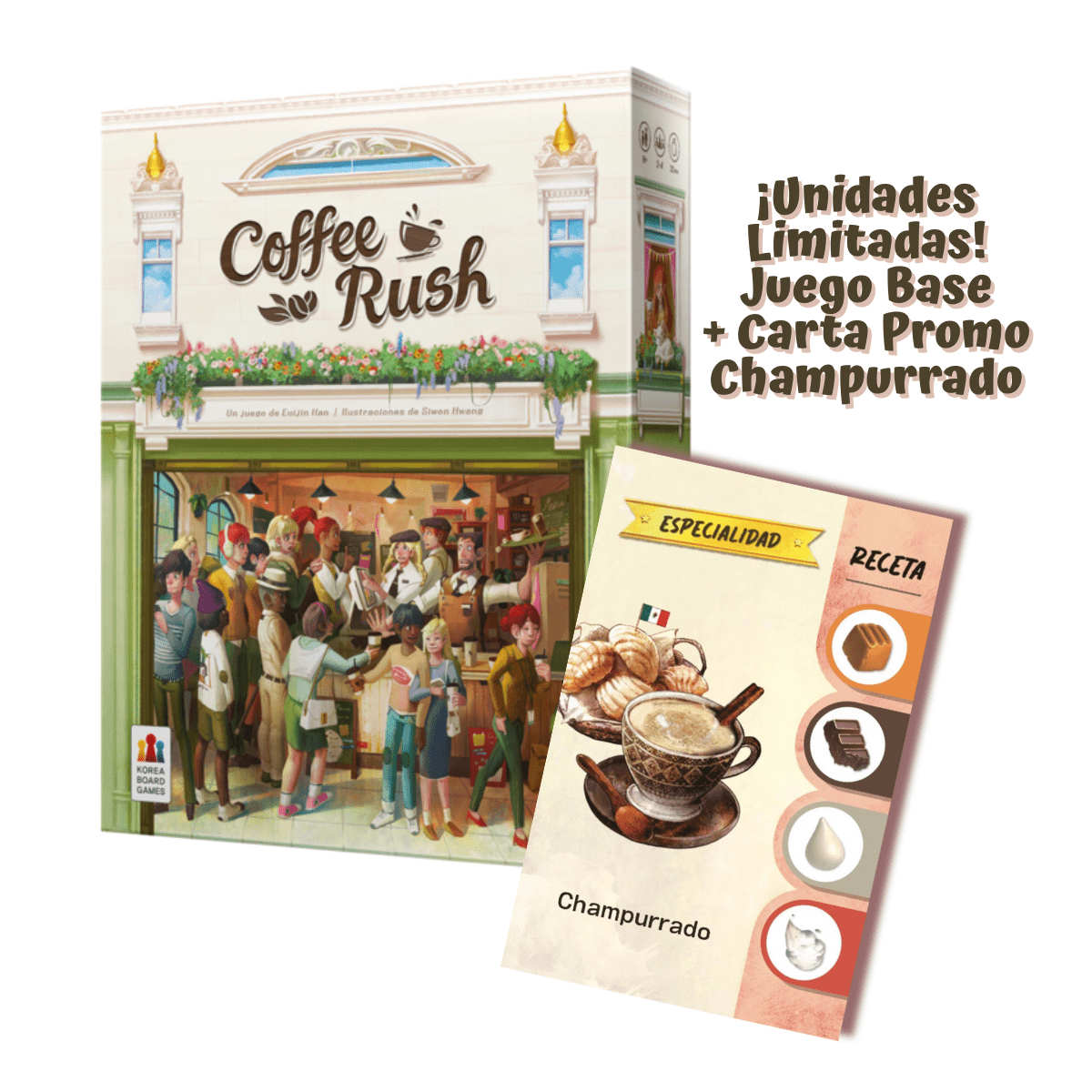 Coffee Rush con carta promo de regalo - Juego de gestión de recursos - Kukara Games