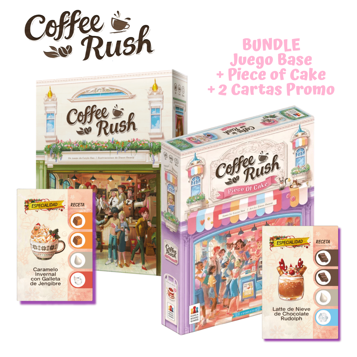 Coffee Rush Juego Base + PIece of Cake + 2 Cartas Promo - Kukara Games