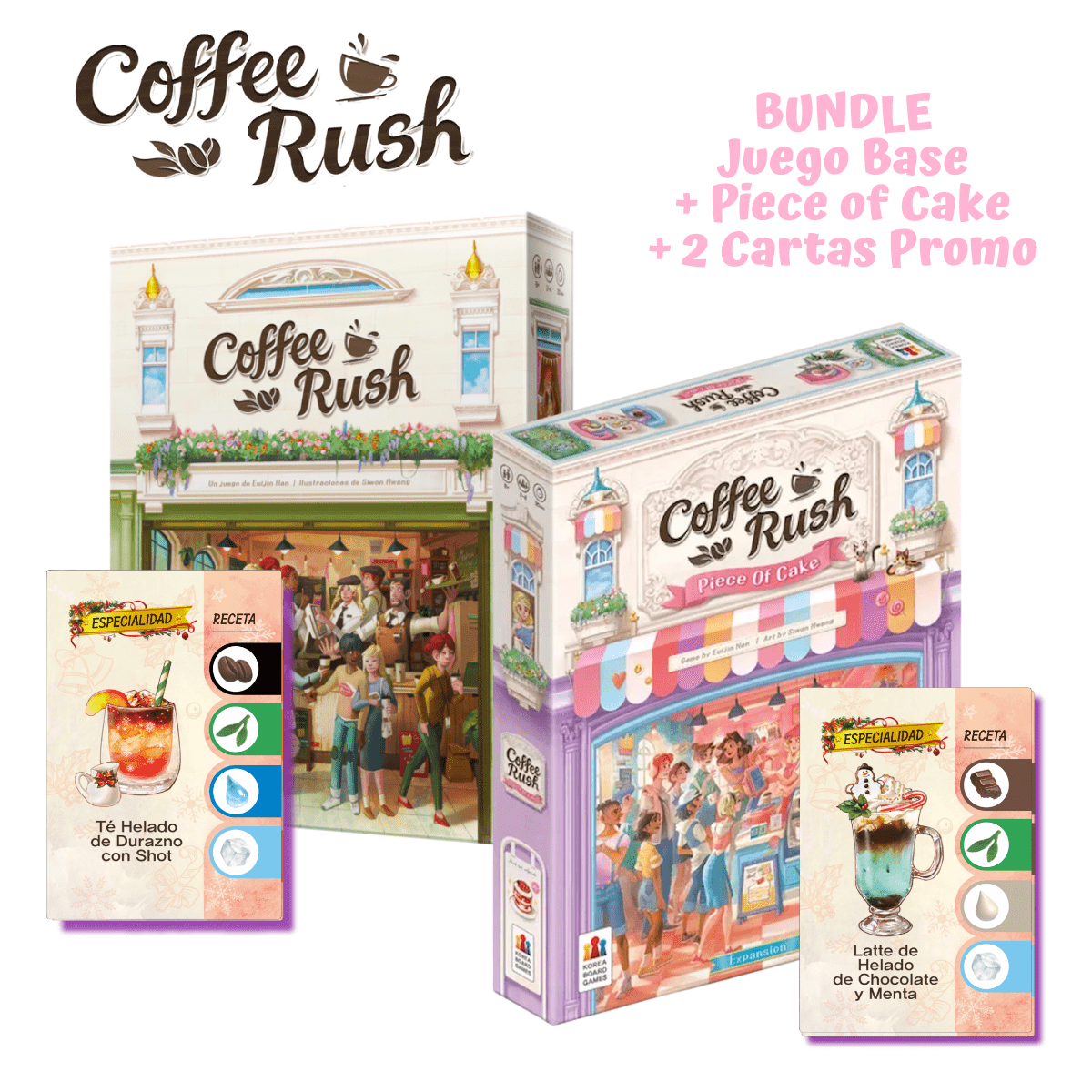 Coffee Rush Juego Base + Piece of Cake + 2 Cartas Promo - Kukara Games
